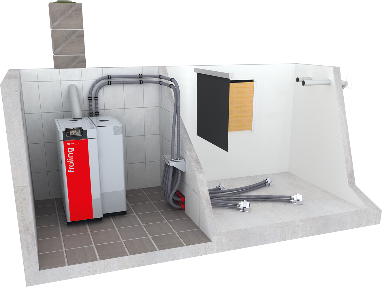 Pellet-Saugsystem Pelletsaugbehälter Avec Taupe Avec 15 M Aspiration